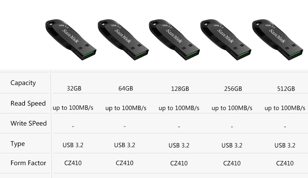 Chiavetta USB SanDisk USB 3.2 da 512 GB, 256 GB, 128 GB, 64 GB, 32 GB