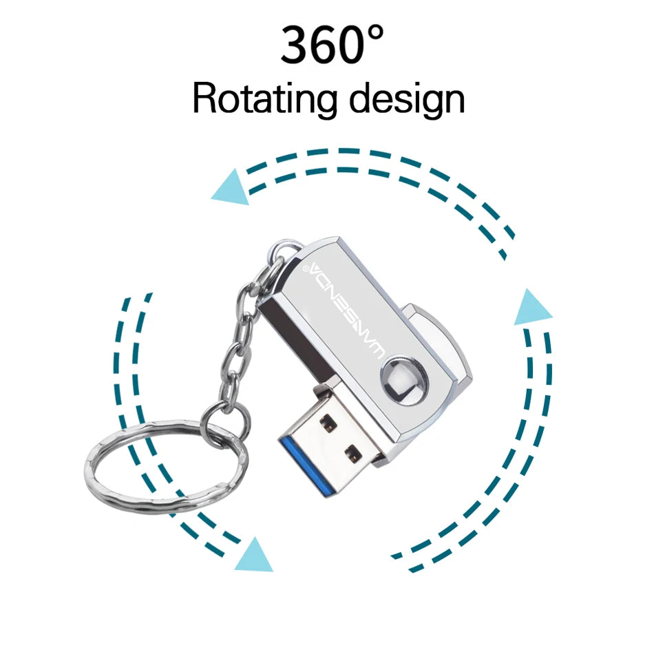 Chiavetta USB 3.0 in acciaio inossidabile da 256 GB, 128 GB, chiavetta a rotazione da 16 GB, 32 GB, 64 GB, pendrive con portachiavi