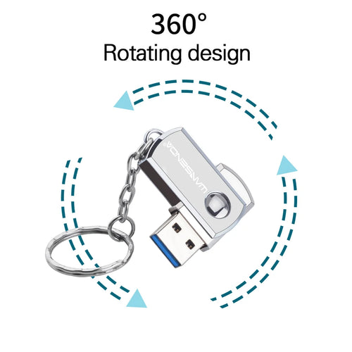 Chiavetta USB 3.0 in acciaio inossidabile da 256 GB, 128 GB, chiavetta a rotazione da 16 GB, 32 GB, 64 GB, pendrive con portachiavi