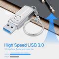 Chiavetta USB 3.0 in acciaio inossidabile da 256 GB, 128 GB, chiavetta a rotazione da 16 GB, 32 GB, 64 GB, pendrive con portachiavi