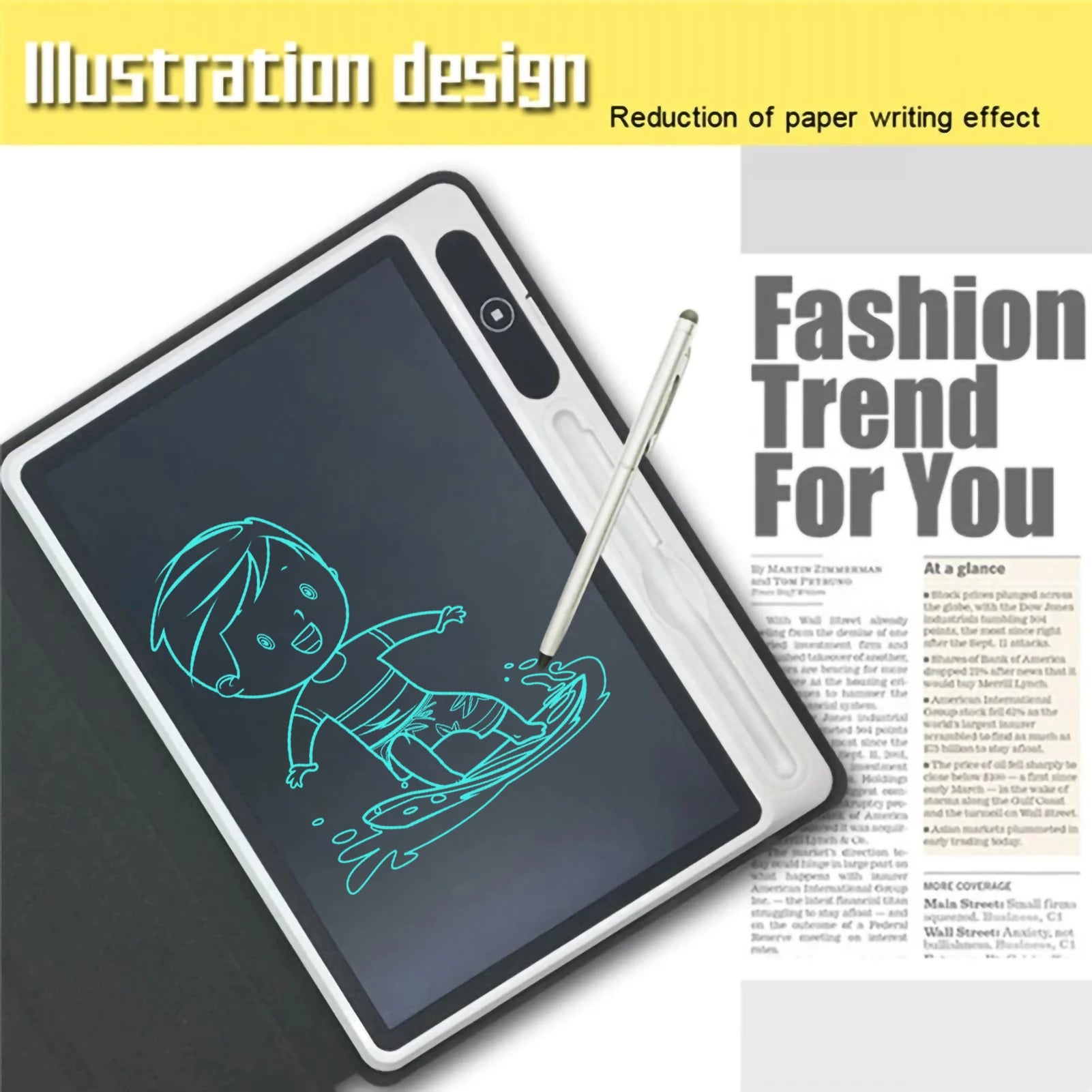 Tablet LCD da 10,1 pollici per scrittura, tavoletta per scrittura a mano libera, tavoletta elettronica portatile, tavoletta ultrasottile, tavoletta grafica digitale
