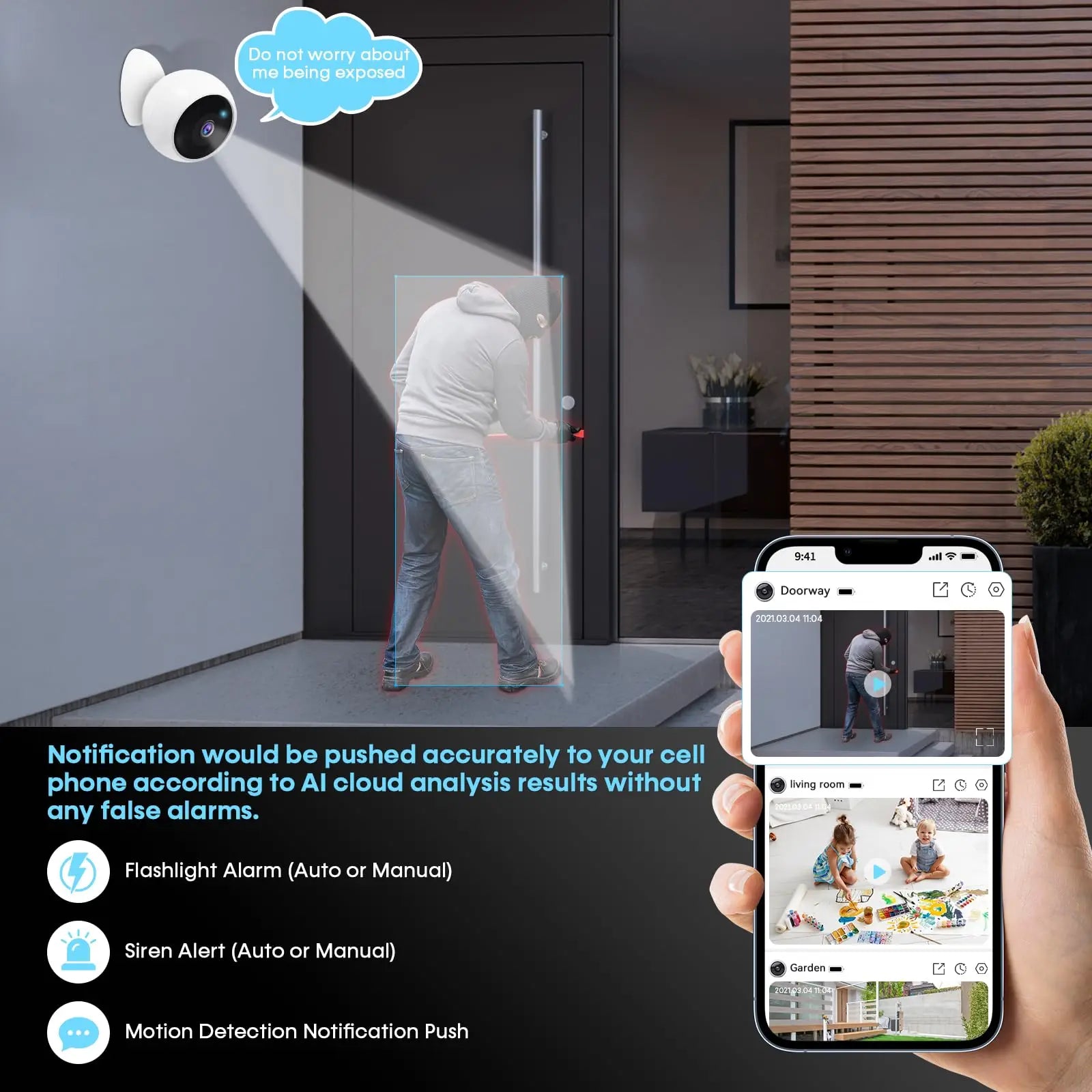 Telecamera di sicurezza domestica 2K da 5 MP con Wi-Fi, wireless, per esterni, con supporto magnetico, alimentata a batteria, con sorveglianza, rilevamento del movimento tramite IA, telecamera HD per interni