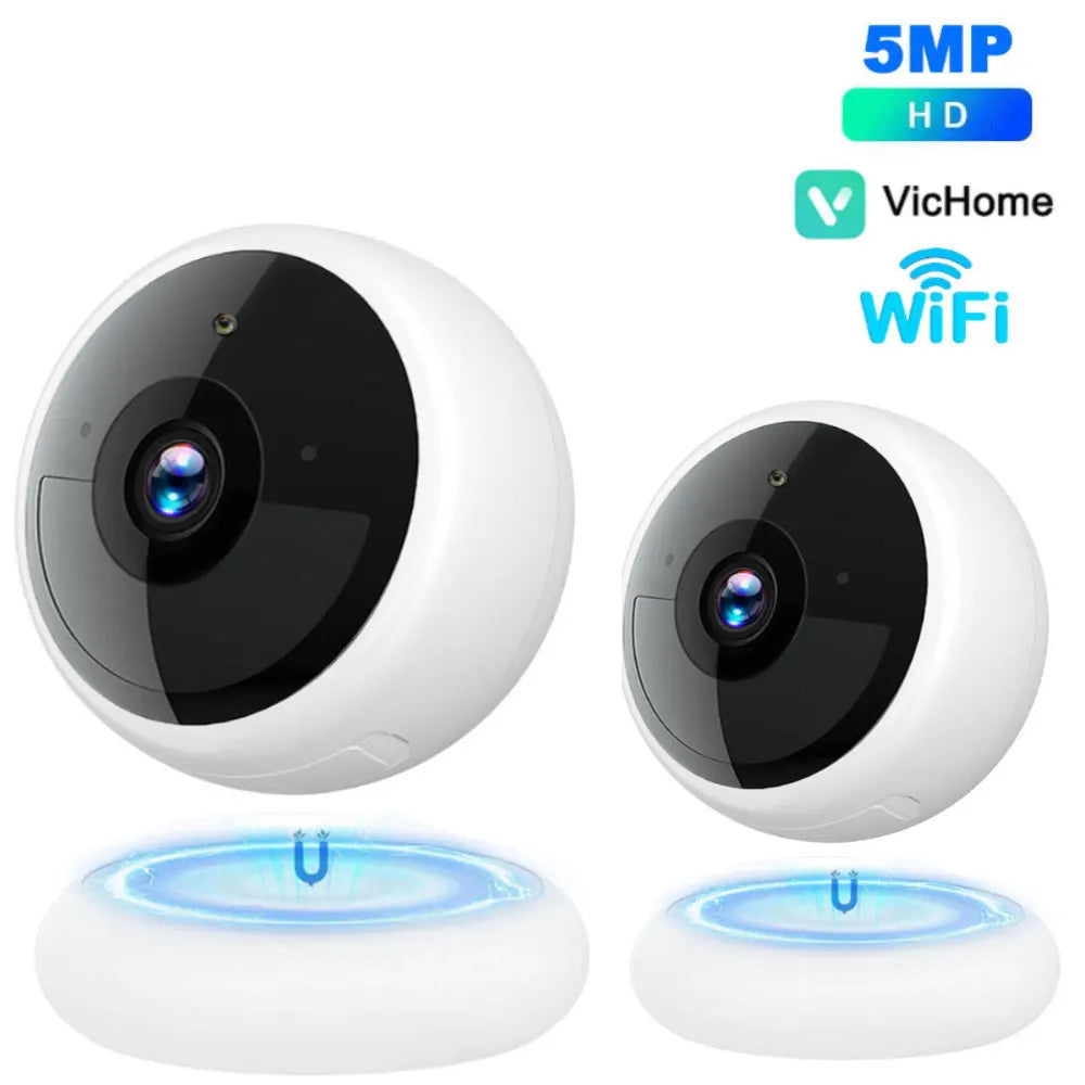 Telecamera di sicurezza domestica 2K da 5 MP con Wi-Fi, wireless, per esterni, con supporto magnetico, alimentata a batteria, con sorveglianza, rilevamento del movimento tramite IA, telecamera HD per interni