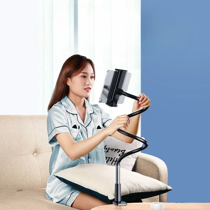 Supporto per tablet da letto - Supporto per iPad con rotazione a 360°, dotato di braccio metallico da 90 cm, per telefoni e tablet da 4,7 a 12,9 pollici