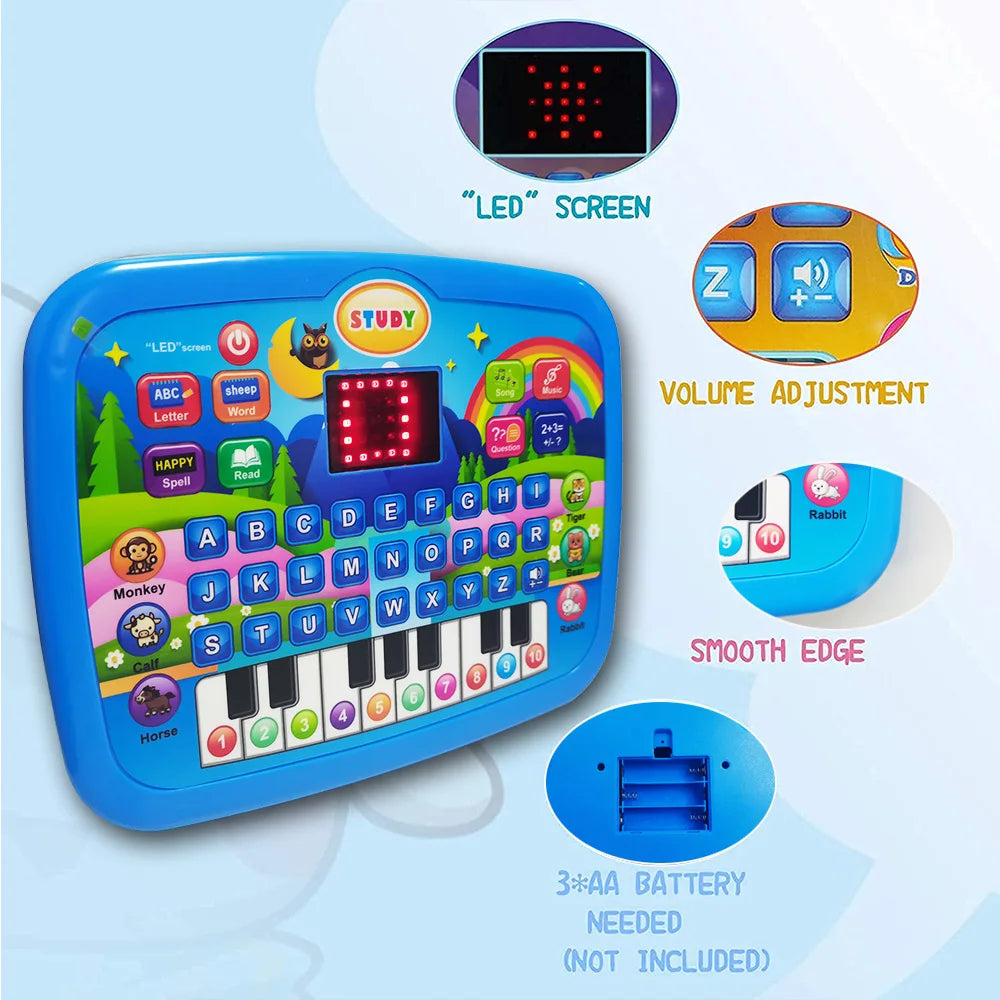 Tablet educativo giocattolo per bambini, dai 3 anni in su: apprendimento della lettura, della matematica e della musica