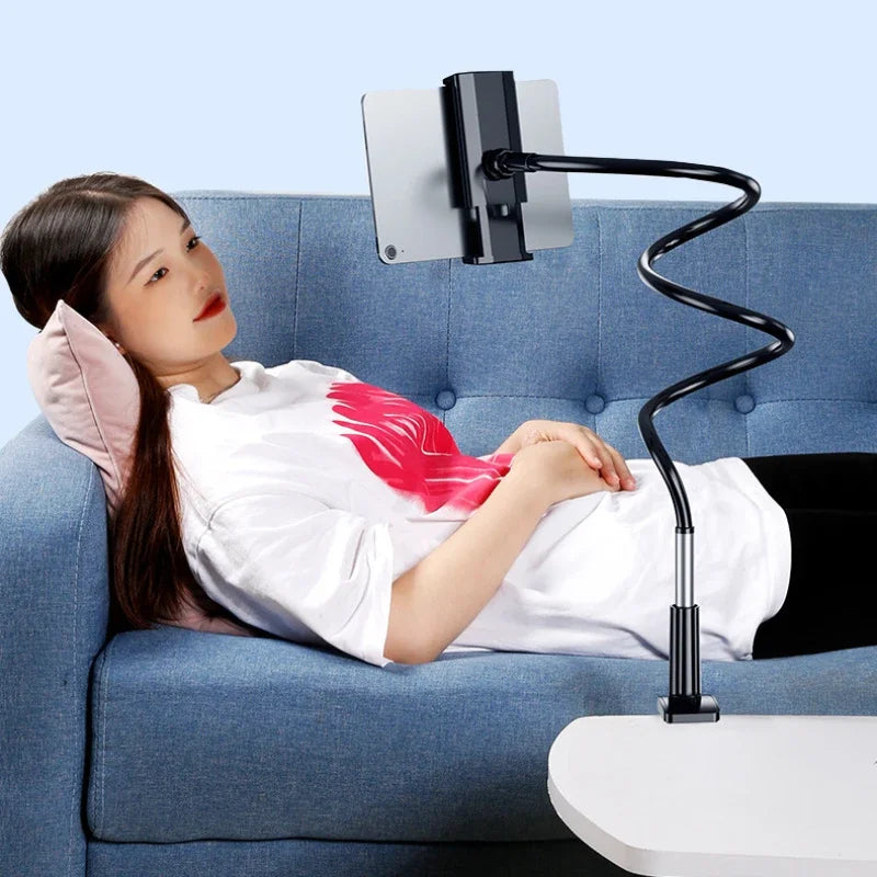 Supporto per tablet da letto - Supporto per iPad con rotazione a 360°, dotato di braccio metallico da 90 cm, per telefoni e tablet da 4,7 a 12,9 pollici