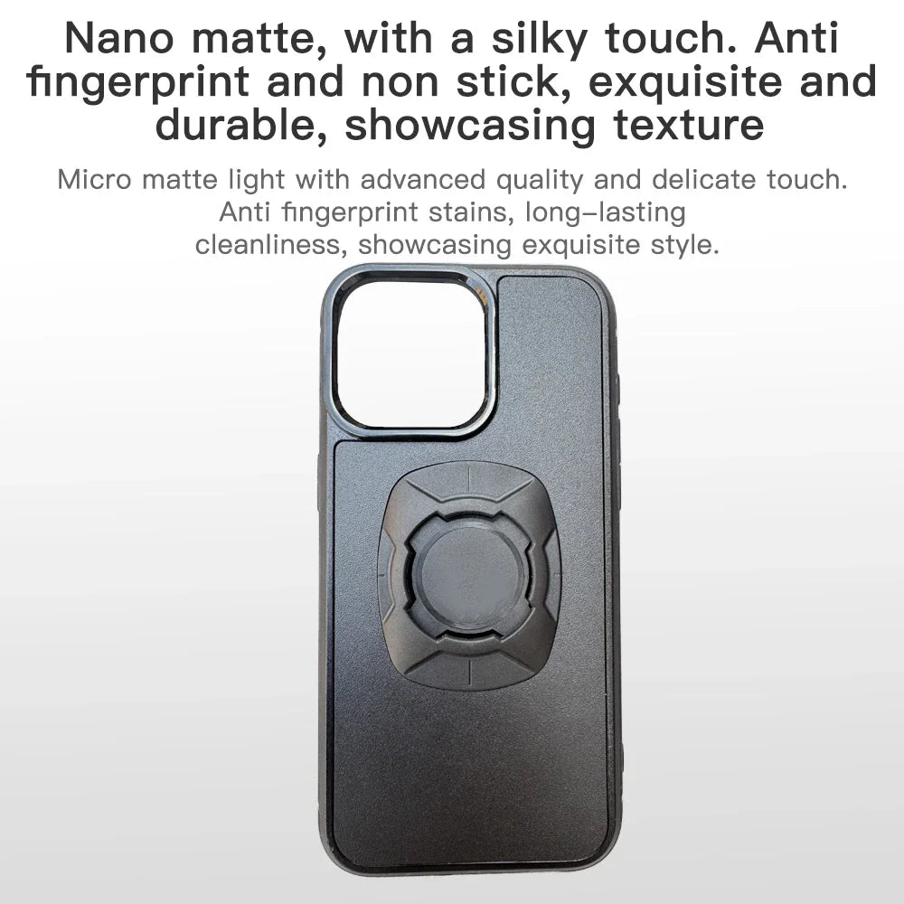 Custodia per telefono con chiusura a scatto, supporto per moto e bicicletta, custodia per iPhone con chiusura rapida, compatibile con il sistema di montaggio per telefono Quad, modelli 14, 15, 16 e Pro Max