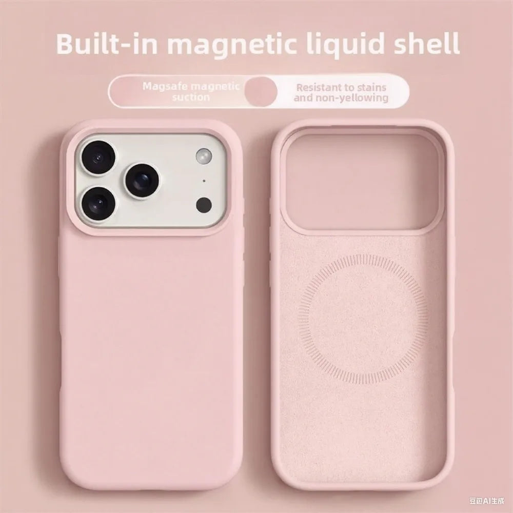 Custodia magnetica per iPhone 17 e 16 Pro Max; custodie in silicone liquido per iPhone 17, 16 Pro Max, 17 Pro e Air; cover morbida con bordo protettivo