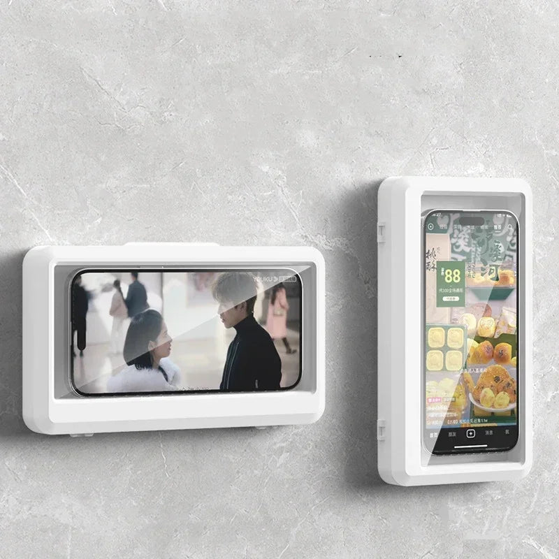 Custodia universale fissa, impermeabile e antiappannamento per cellulare, con supporto da bagno e doccia