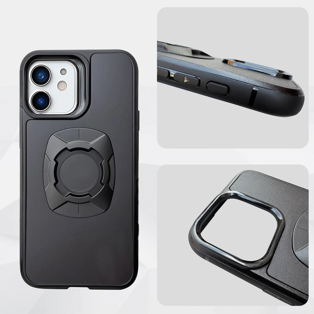 Custodia per telefono con chiusura a scatto, supporto per moto e bicicletta, custodia per iPhone con chiusura rapida, compatibile con il sistema di montaggio per telefono Quad, modelli 14, 15, 16 e Pro Max