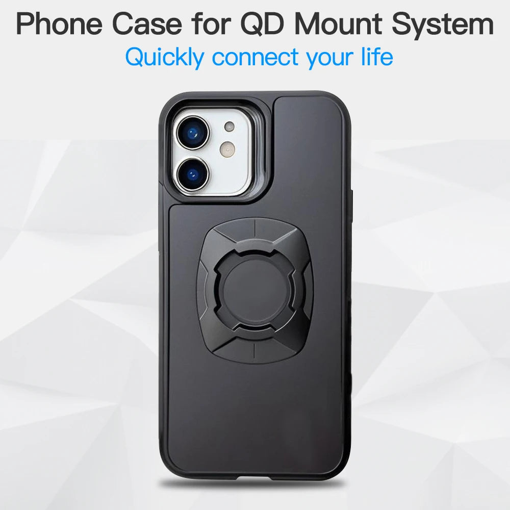 Custodia per telefono con chiusura a scatto, supporto per moto e bicicletta, custodia per iPhone con chiusura rapida, compatibile con il sistema di montaggio per telefono Quad, modelli 14, 15, 16 e Pro Max