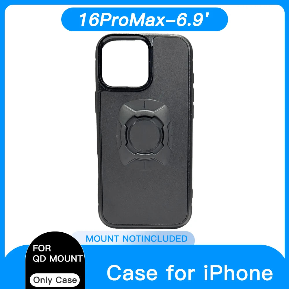 Custodia per telefono con chiusura a scatto, supporto per moto e bicicletta, custodia per iPhone con chiusura rapida, compatibile con il sistema di montaggio per telefono Quad, modelli 14, 15, 16 e Pro Max