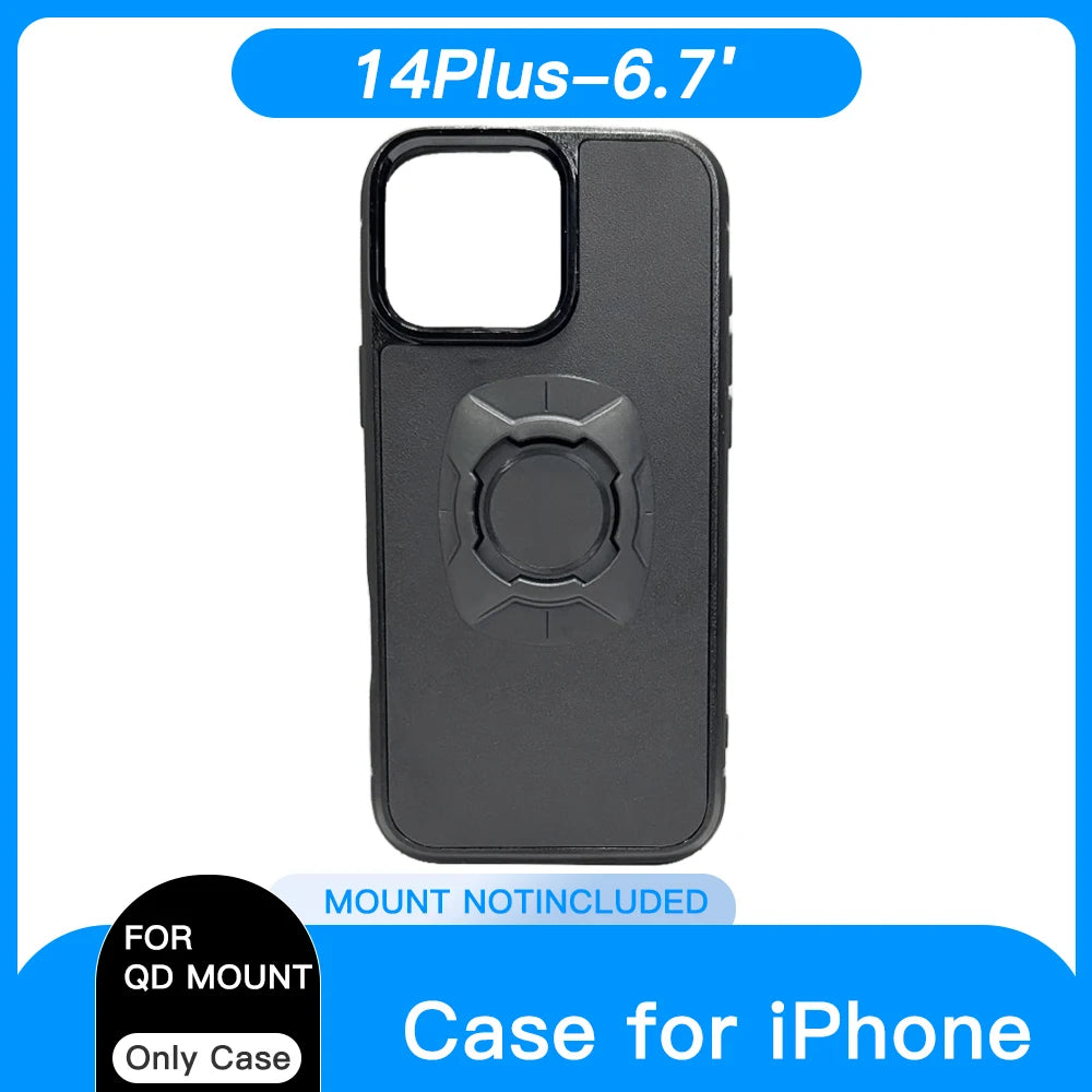 Custodia per telefono con chiusura a scatto, supporto per moto e bicicletta, custodia per iPhone con chiusura rapida, compatibile con il sistema di montaggio per telefono Quad, modelli 14, 15, 16 e Pro Max