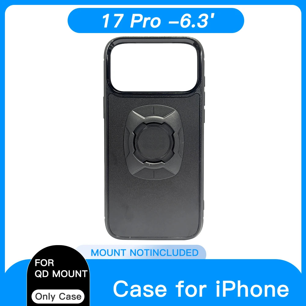 Custodia per telefono con chiusura a scatto, supporto per moto e bicicletta, custodia per iPhone con chiusura rapida, compatibile con il sistema di montaggio per telefono Quad, modelli 14, 15, 16 e Pro Max