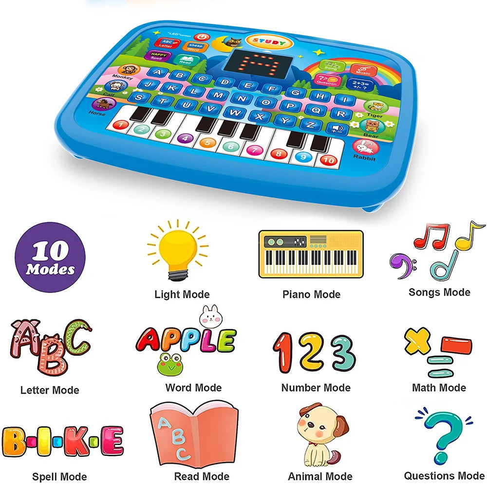 Tablet educativo giocattolo per bambini, dai 3 anni in su: apprendimento della lettura, della matematica e della musica