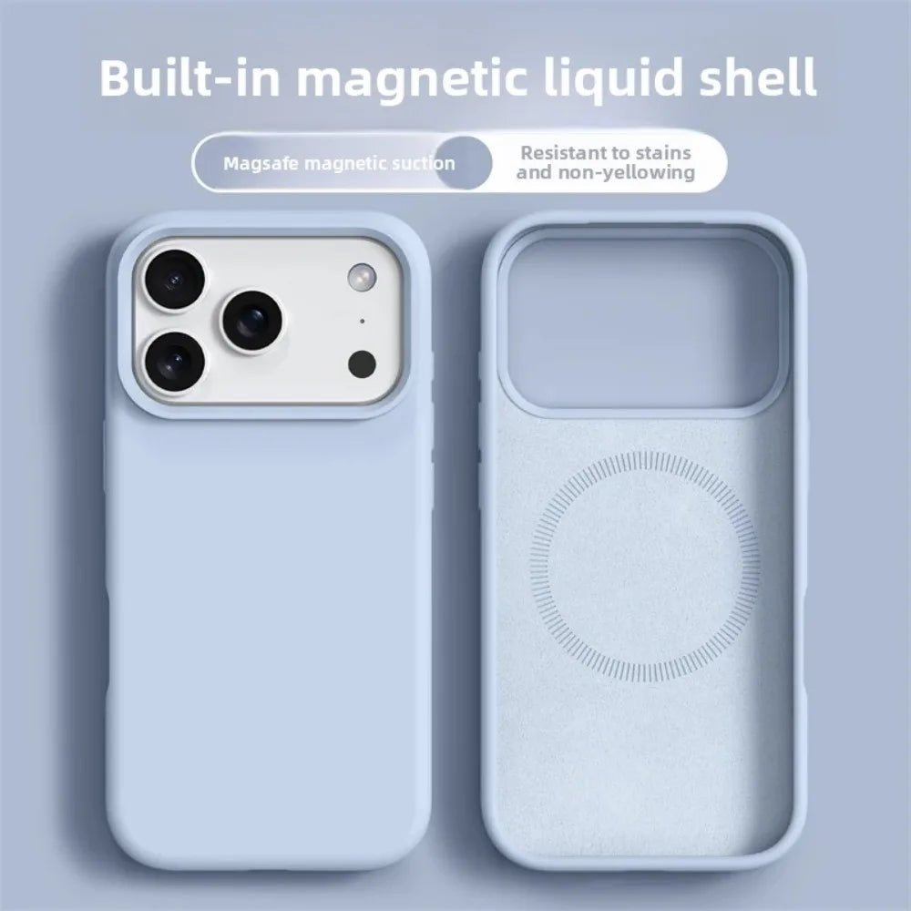 Custodia magnetica per iPhone 17 e 16 Pro Max; custodie in silicone liquido per iPhone 17, 16 Pro Max, 17 Pro e Air; cover morbida con bordo protettivo