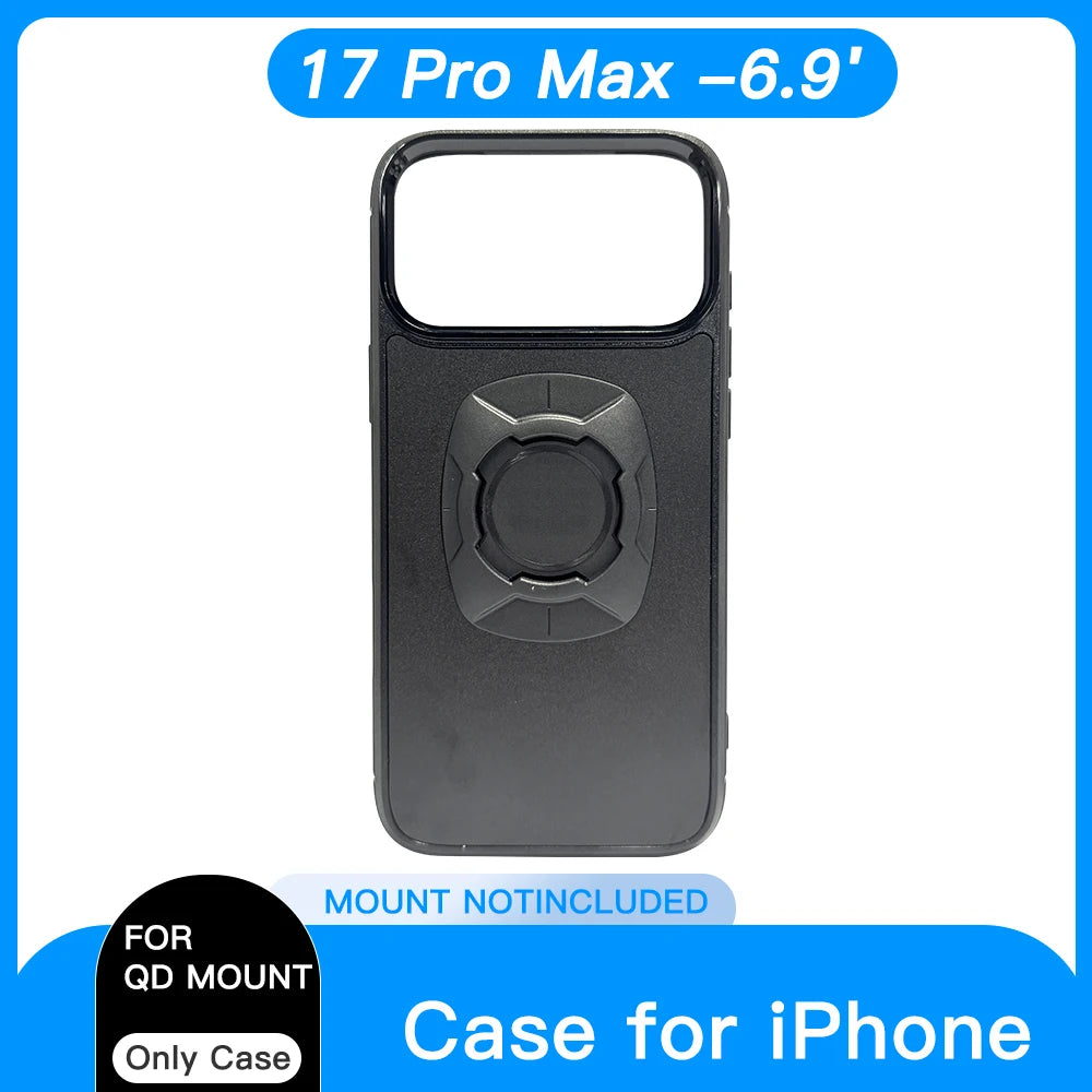 Custodia per telefono con chiusura a scatto, supporto per moto e bicicletta, custodia per iPhone con chiusura rapida, compatibile con il sistema di montaggio per telefono Quad, modelli 14, 15, 16 e Pro Max