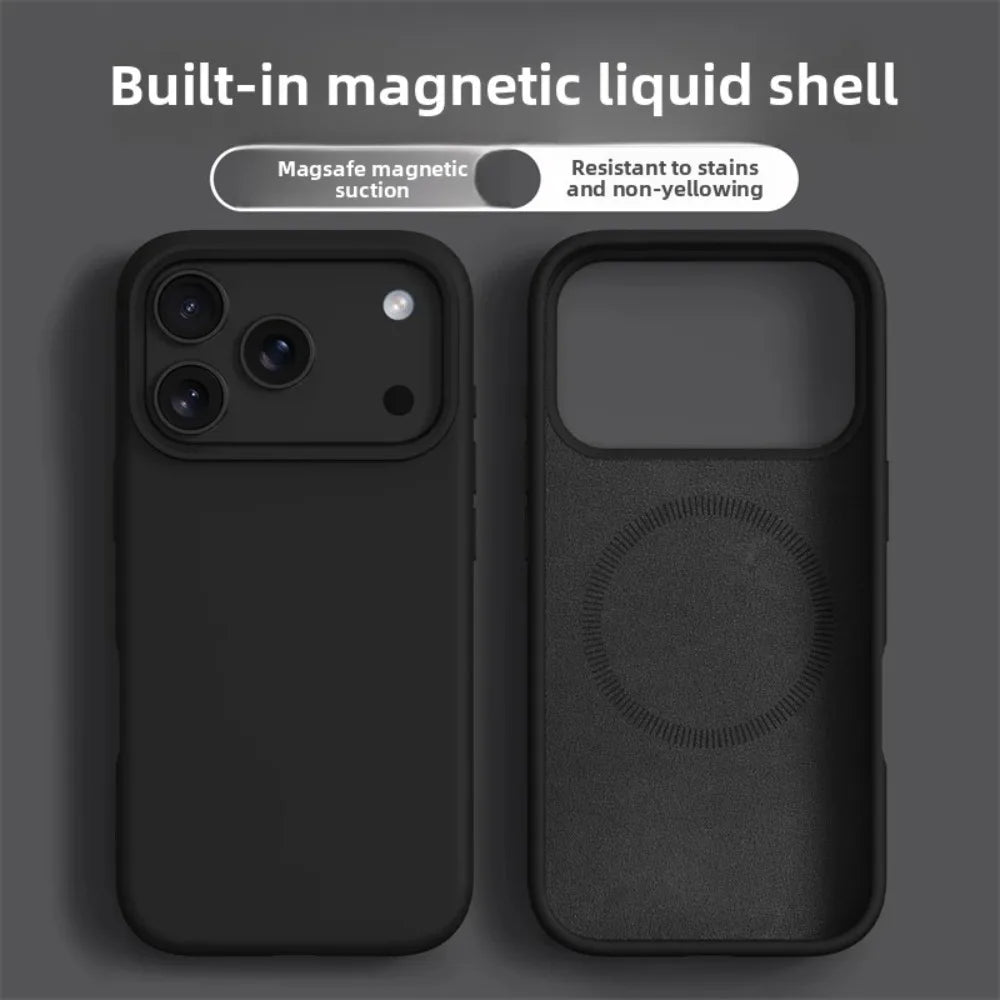 Custodia magnetica per iPhone 17 e 16 Pro Max; custodie in silicone liquido per iPhone 17, 16 Pro Max, 17 Pro e Air; cover morbida con bordo protettivo