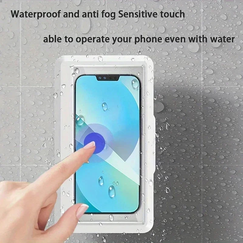 Custodia universale fissa, impermeabile e antiappannamento per cellulare, con supporto da bagno e doccia