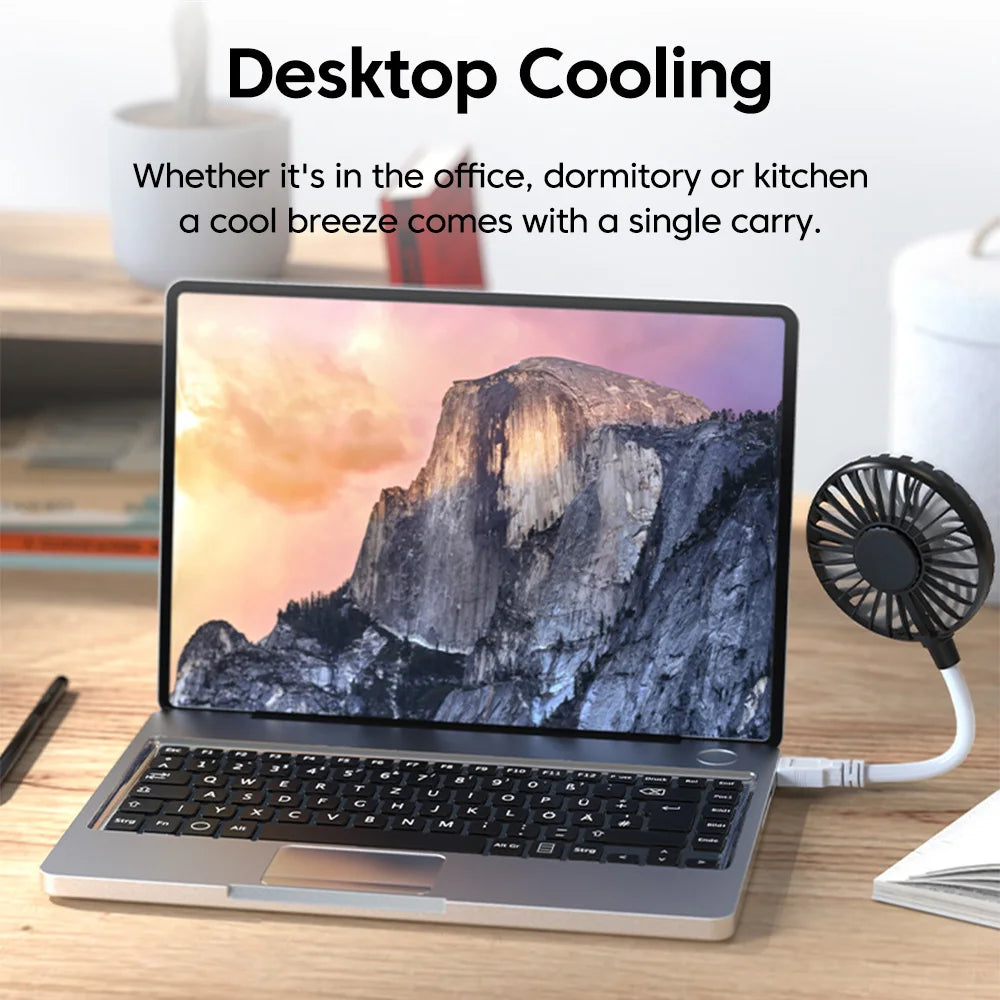 Ventilatore portatile compatto, ventilatore USB, mini ventilatore silenzioso da scrivania per l'ufficio, ideale per l'estate, l'uso all'aperto e i viaggi