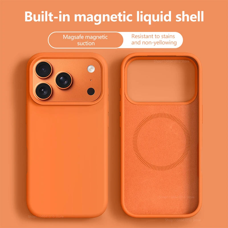 Custodia magnetica per iPhone 17 e 16 Pro Max; custodie in silicone liquido per iPhone 17, 16 Pro Max, 17 Pro e Air; cover morbida con bordo protettivo