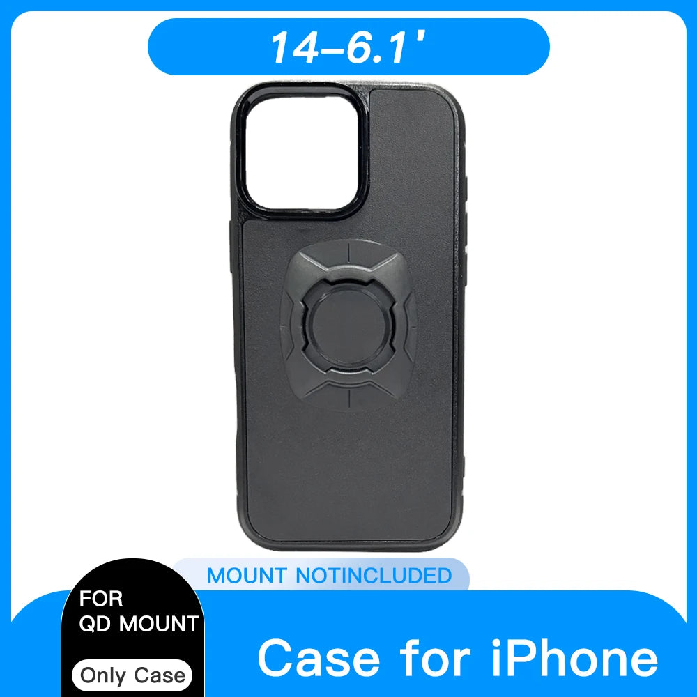 Custodia per telefono con chiusura a scatto, supporto per moto e bicicletta, custodia per iPhone con chiusura rapida, compatibile con il sistema di montaggio per telefono Quad, modelli 14, 15, 16 e Pro Max